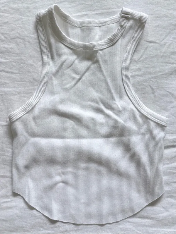 Wild Fable White Ribbed High-Neck Cropped Tank Top - Image 4