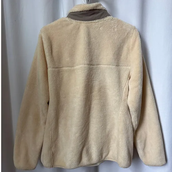 L.L.Bean Hi-Pile Fleece Pullover cream and gray size large - Image 11