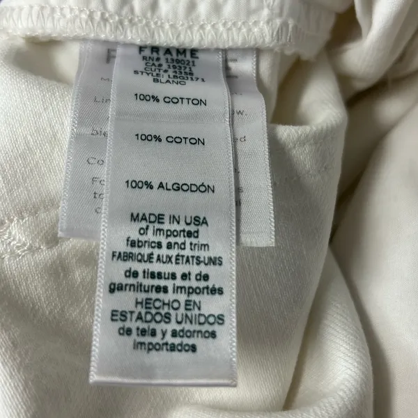 Frame‎ Baggy Denim Le Straight Leg White (Blanc) Jeans 26 100% Cotton - Image 9