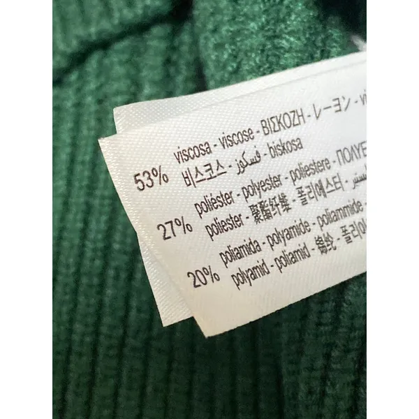 Zara Green Ribbed Crew Neck Shoulder Stripe Long Sleeve Sweatshirt Sweater Top M - Image 6