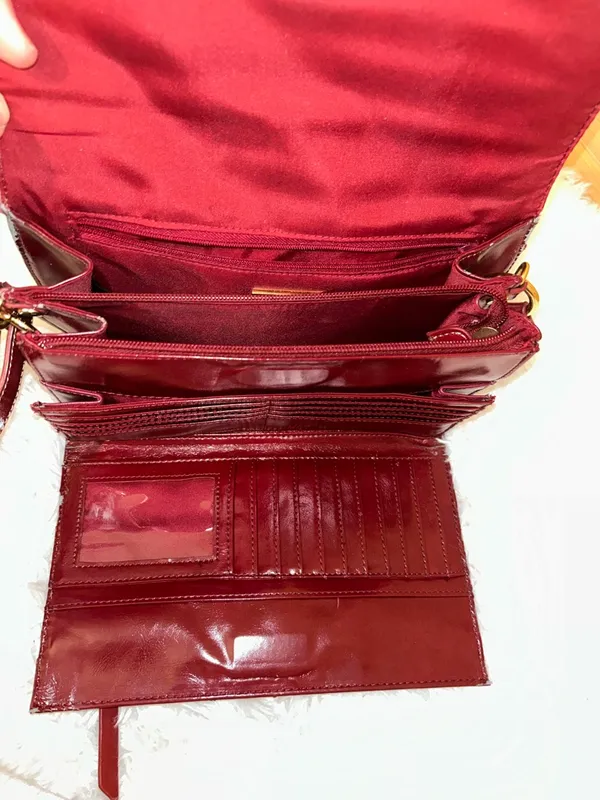 Giani Bernini Red/Burgundy Leather Embossed Handbag purse bag - Image 4
