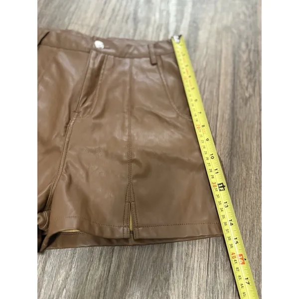 Pretty Little‎ Thing Brown Faux Leather High Rise Shorts - Image 5