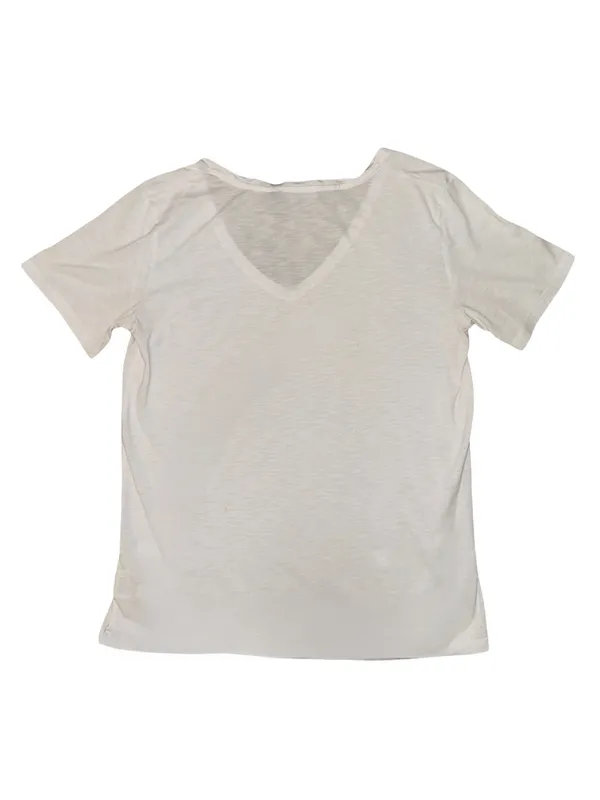 Theory White V-Neck Short Sleeve Tee Size Medium Modal Cotton Blend - Image 2