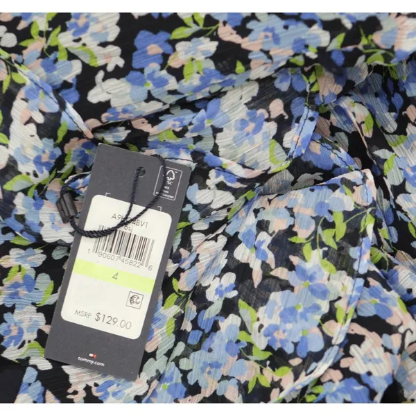 NEW Tommy Hilfiger Chiffon Floral Fit & Flare Dress Sky Captain / Blue Multi 4 - Image 4