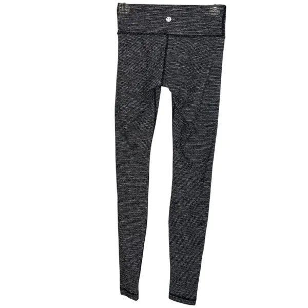Lululemon Wunder Under Leggings‎ Black White High Rise Size 4 Yoga Pants - Image 3