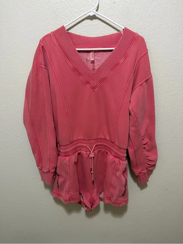 Free People Movement Intercept Romper Hibiscus Coral Pink Athleisure - Image 4
