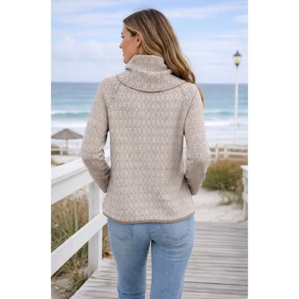 TOMMY BAHAMA Wool Blend Cowl Neck Sweater‎ Coastal Geometric Raglan Knit Small - Image 7