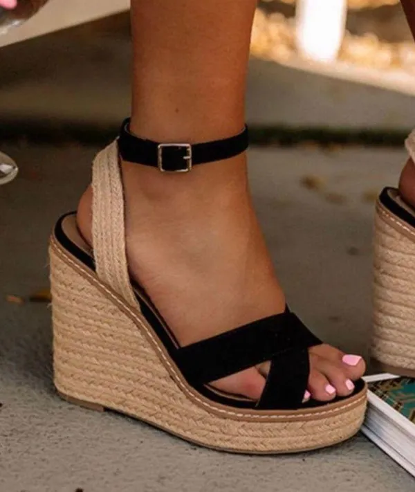 Soda Jute Wrap Around Wedge Black Strap - Image 2