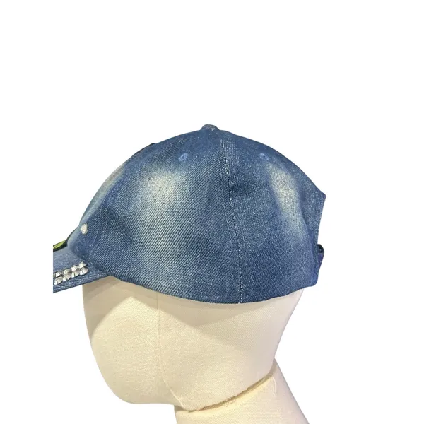 Y2K Denim Rose Baseball Cap Rhinestone Floral Coquette Western Bling Hat - Image 4
