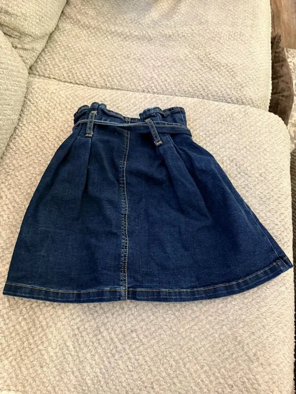 Altar'd State Blue Denim Paperbag Waist Tie Bow Mini Skirt - Image 5