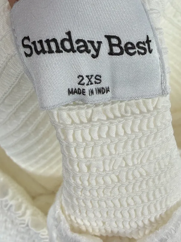 Sunday Best White Smocked Square Neck Puff Sleeve Dress‎ - Image 7