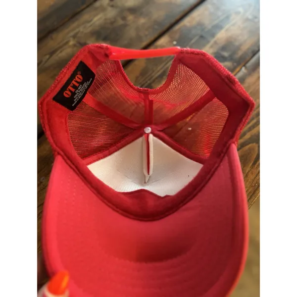 Otto Red Trucker Hat One Size Adjustable Mesh Back Hot Cowgirl Summer Patch - Image 3