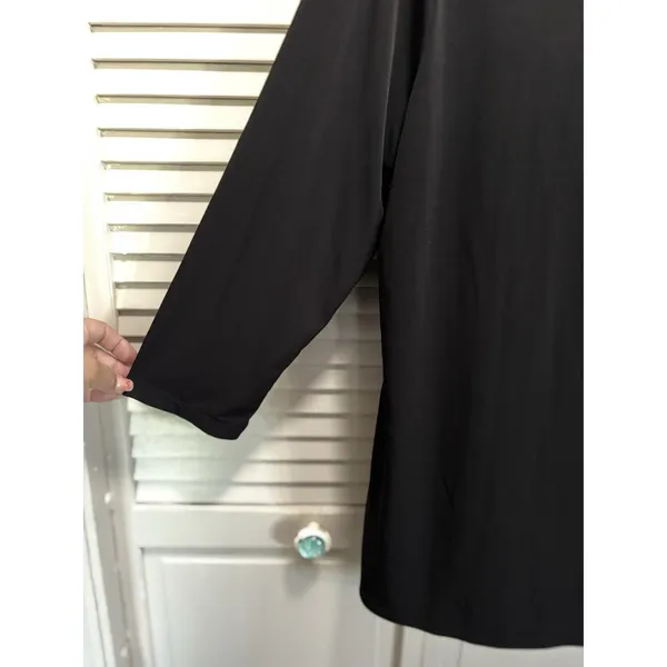 Susan Graver Black Long‎ Sleeve Flowy Blouse Size Large Relaxed Lightweight - Image 3