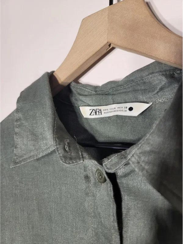 Zara Linen Oversized Shirt Coastal Minimal Sz L Quiet Lux - Image 4