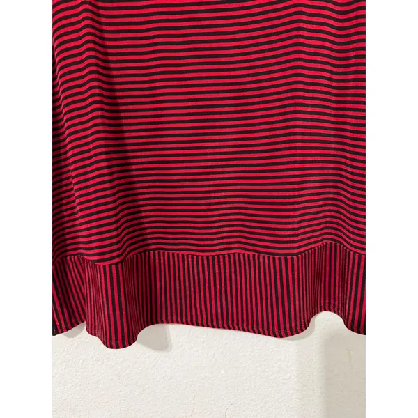 Made in Heaven Top L Red Black Striped Scoop Neck 3/4 Dolman‎ Sleeve Oversized - Image 8