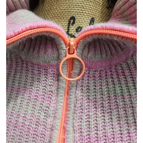 Aerie Womens Pink Tan Half Zip Mock Neck Pullover‎ Sweater - Image 2