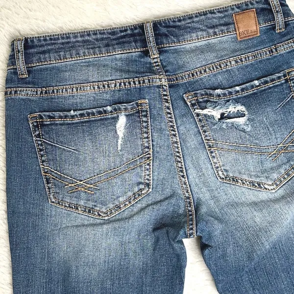 BKE Payton Distressed Crop Blue Jeans Womens 28 (31X26) Low Rise Denim ABK1629 - Image 5
