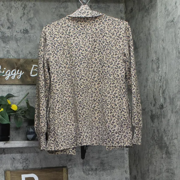 NWT Abercrombie & Fitch A&F Open Front Cardigan Sweater Cheetah Brown 2XS - Image 2