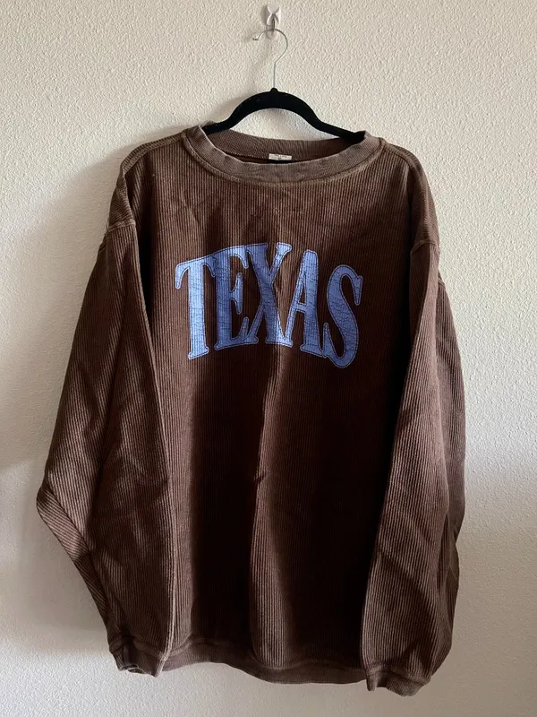 Chicka-D Texas Corded Sweatshirt Women's Large Chocolate Brown Blue Ribbed L - Image 2