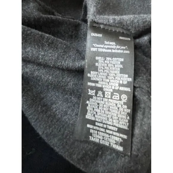 Ted Baker‎ London Blue Wool Sleeve Textured Coat Jacket Removable Collar Size 6 - Image 12