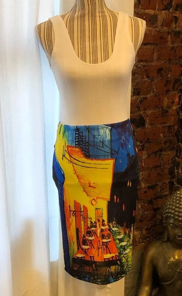Pencil skirt with vibrant color print - Image 2