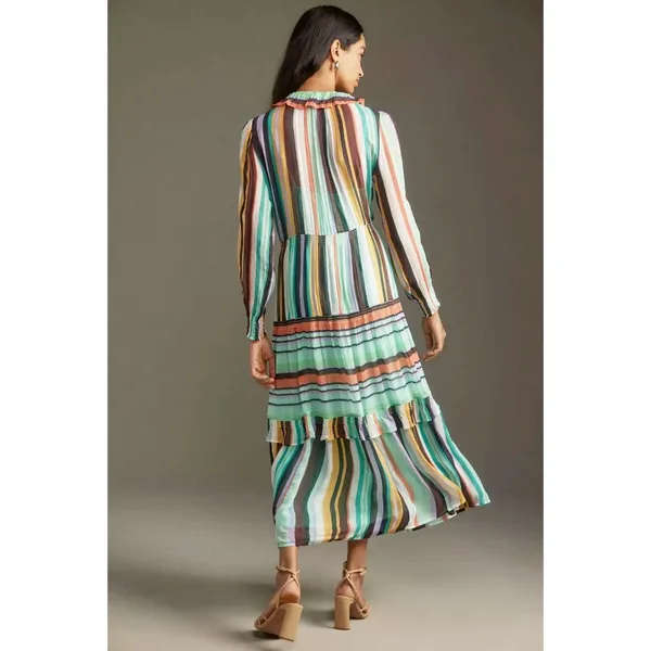 Anthropologie Marais Maxi Tiered Dress Printed Chiffon - Image 3