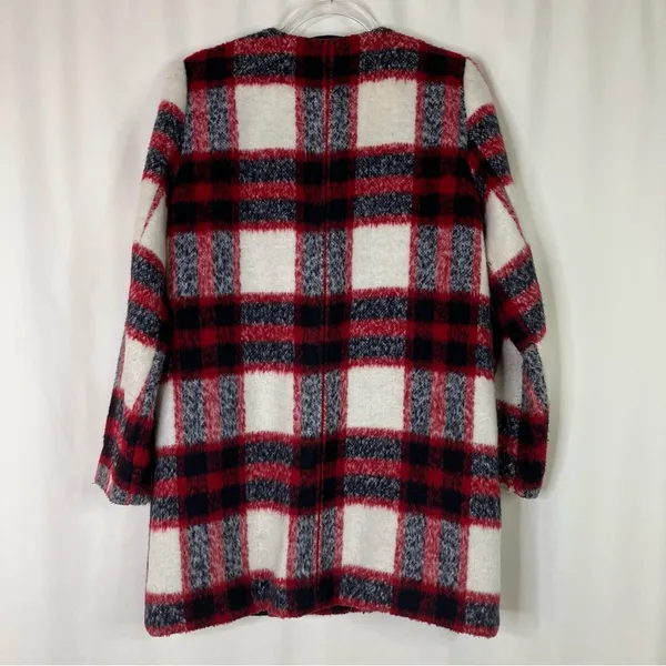 Abercrombie & Fitch | Plaid Red Black White Zip Front Winter Coat M - Image 6