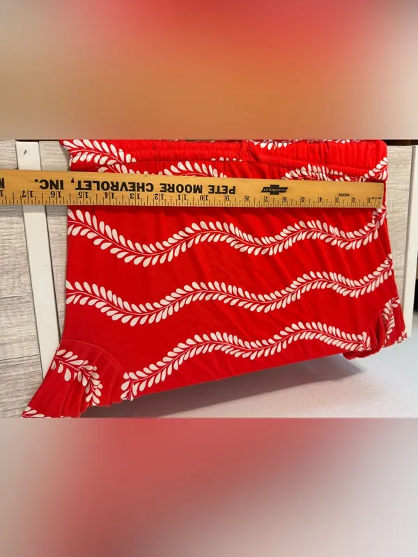 BODEN Talia Red Jersey Dress Leaf Striped Print 3/4 Sleeves Drawstring Waist 8 - Image 9