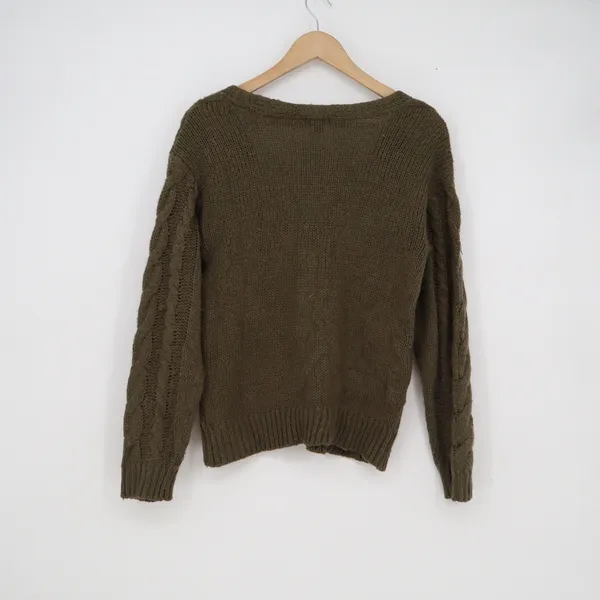 Wild Fable Olive Green Cable Knit Button Front V-Neck Cardigan Sweater Womens S - Image 4