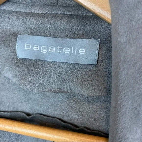 Bagatelle Gray Faux Suede Open Front Long Sleeve Drape Neck Jacket M - Image 6