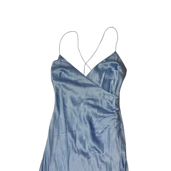 SER.O.YA NWT Emma Silk Dress Size Small Blue Slip Midi Revolve Side Slit Satin - Image 2