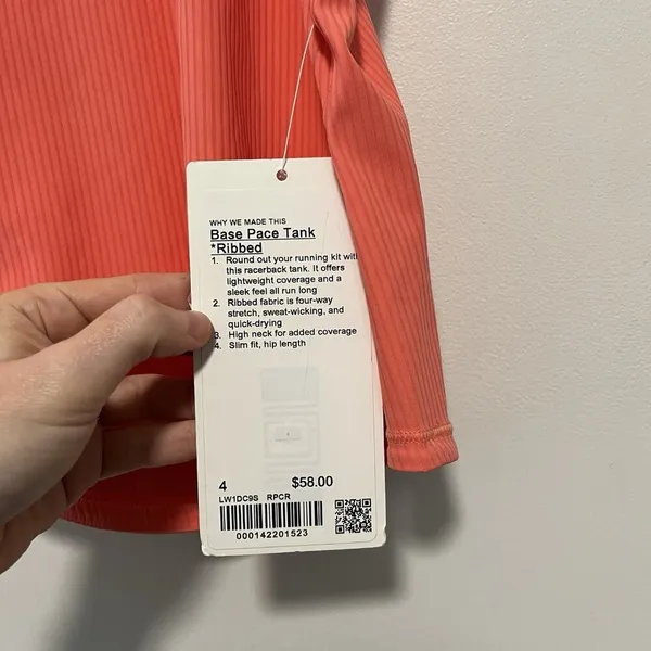 Lululemon NWT Base Pace Ribbed Tank Top in Raspberry‎ Cream Size 4 - Image 4