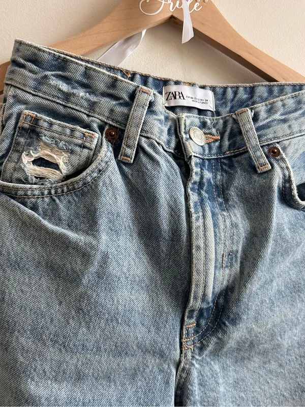 Zara High-Rise Wide-Leg Ripped Jeans in Light Wash - Size US 2 / EU 34 - Image 4