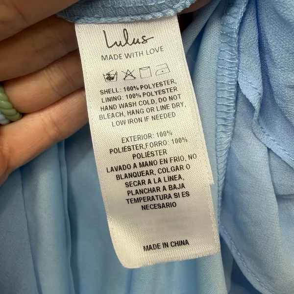 NEW Lulus Charming Event Light Blue Asymmetrical Ruffled Maxi Dress Medium - Image 11