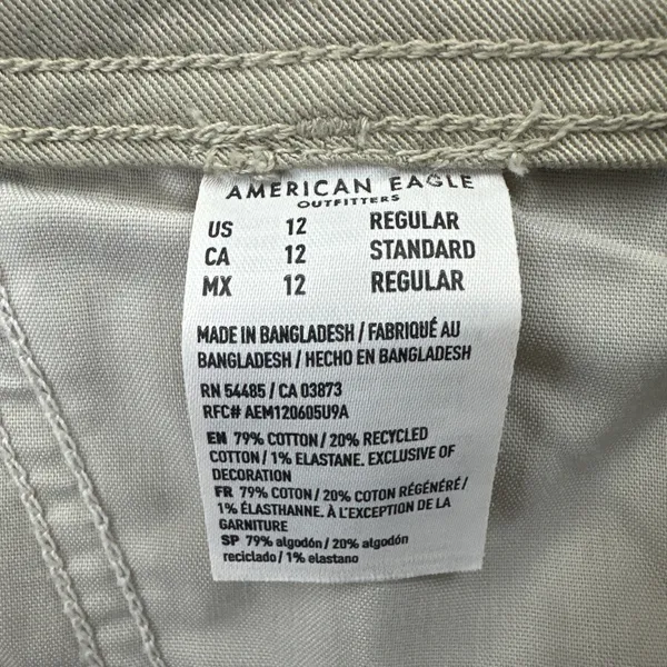 American Eagle Wide Leg Trouser Pants Khaki Stretch Retro Boho Women's 12 x 27 - Image 6