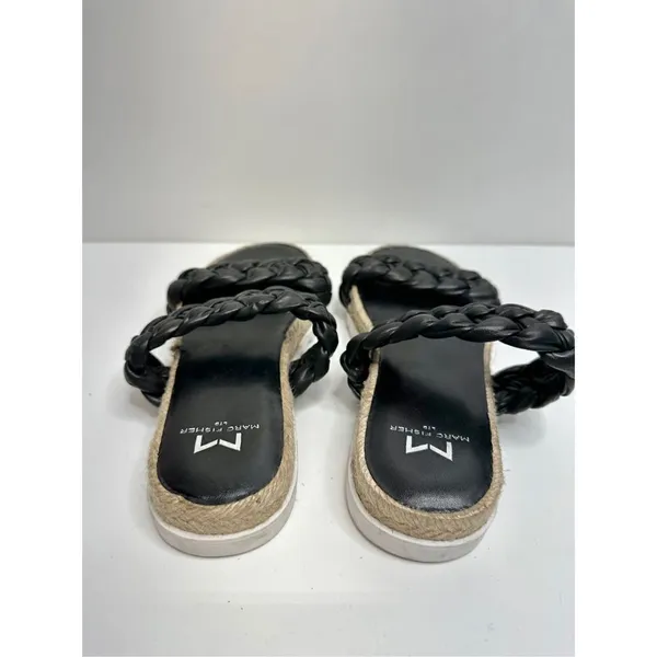 Marc Fisher Sandals Womens Size 5 Black Leather Jaimee Espadrille‎ Slide Shoes - Image 6