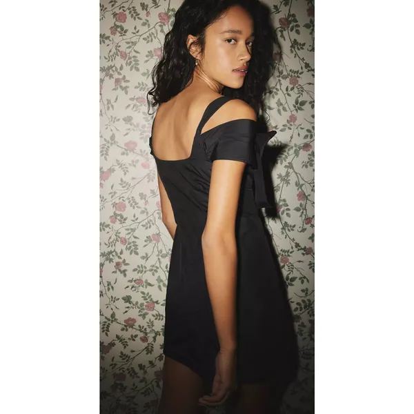 Urban Outfitters Kimchi Blue Monet Bow Strap Mini Dress‎ Black Size Medium Party - Image 3