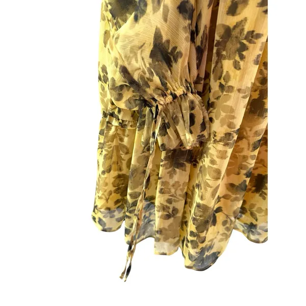 Topshop Yellow Floral‎ Sheer Ruffle Tie Mini Dress US 6 Boho Chic Romantic NWT - Image 6