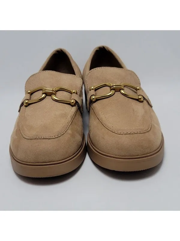 Torrid Clean Faux Suede Chunky Buckle Platform Tan Loafers Size 10 WW - Image 7