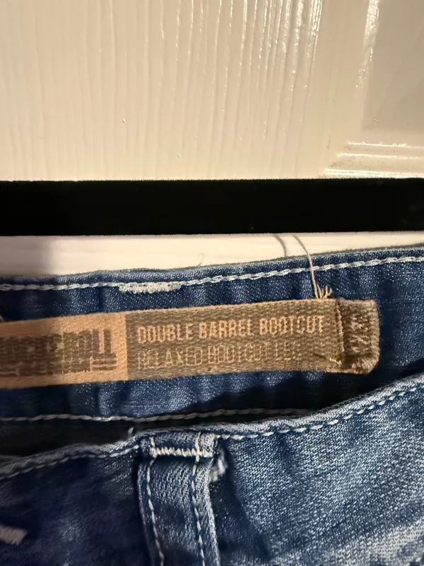 Rock & Roll Denim Mens Double Barrel Bootcut jeans 34/32 light wash EUC - Image 3