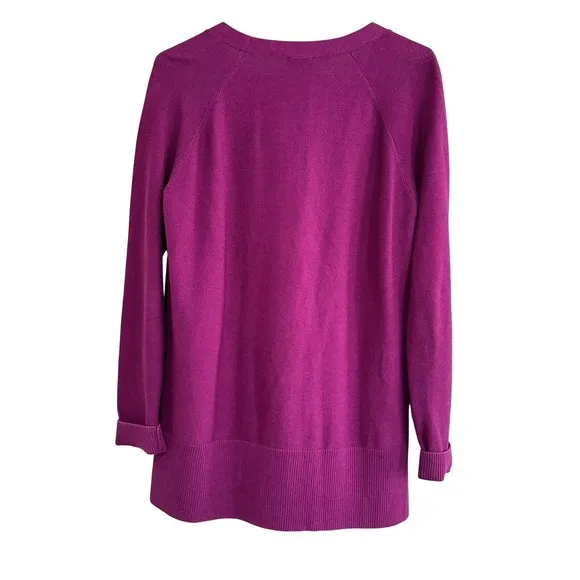 Talbots Purple Magenta‎ V-Neck Button Front Cardigan Sweater Lightweight Casual - Image 7