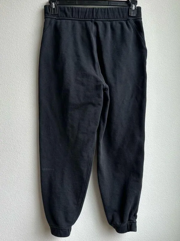 Lululemon Relaxed High Rise Jogger Cotton Terry Large Logo Black Size 6 - Image 3
