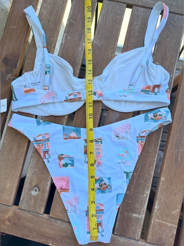 NWT Abercrombie & Fitch Bikini Set - Light Blue Postcard Pattern - M/S - Image 12