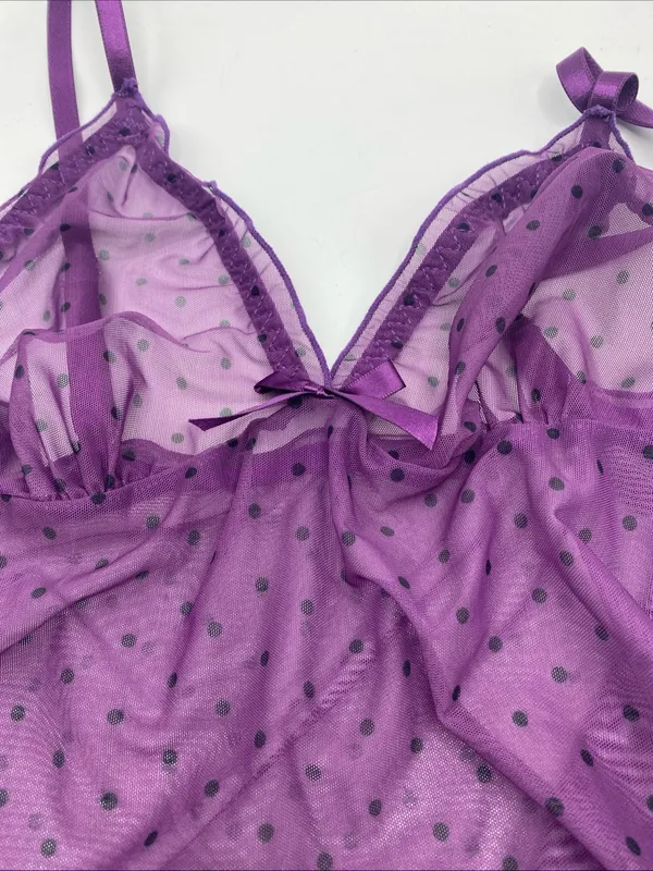 Polka Dot Mesh Babydoll Bow Sheer Nightie Festival Club wear Small Baddie Fairy - Image 3