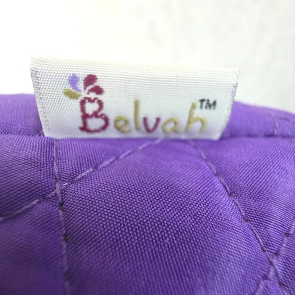 Belvah Purple Quilted Shoulder Bag Check Lining Zip Top Medium Tote Purse Casual - Image 3