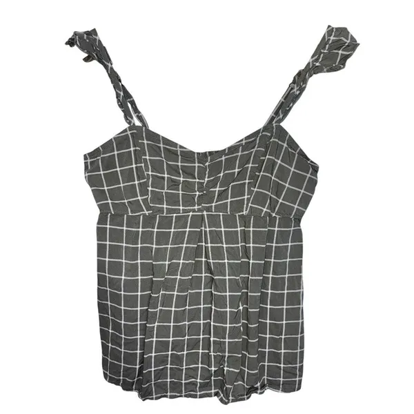 Abercrombie & Fitch Green White Plaid Babydoll Cami Camisole Tank Top Size XS - Image 2