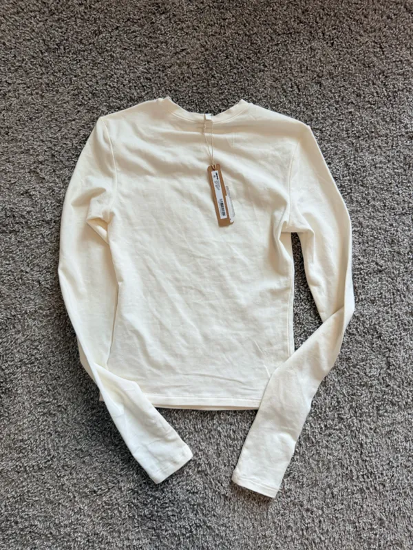Skims cotton jersey LONG SLEEVE T-SHIRT women's size XXS in marble NWT - Image 8