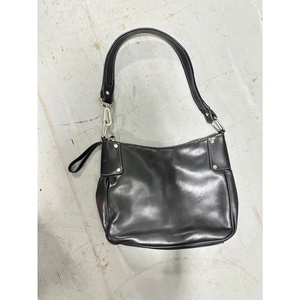 Nine West Accessories Black Faux Leather Shoulder Bag White Stitching Hobo Purse - Image 2