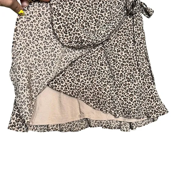 Abercrombie & Fitch Skirt Women's XS Brown Leopard Faux Wrap Ruffle Mini Summer - Image 10