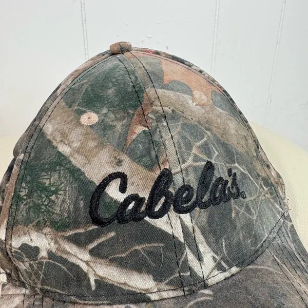 Cabelas Camo Logo Emrboidered Snapback Brown Bill Hat Country Southern OS Unisex - Image 2